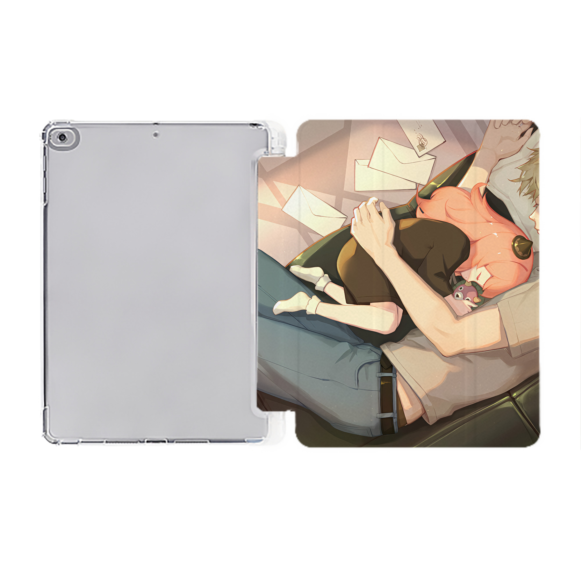 （画像用） SPY×FAMILY间谍家家酒 IPad ケース ペン収納付き 三つ折りスタンド PUレザー×シリコン 対応機種9.5/10.5/10.9インチ
